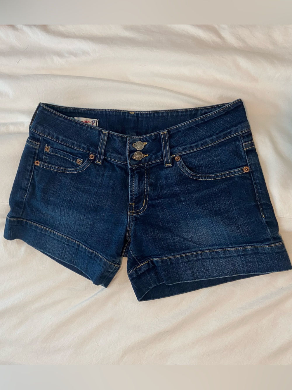 Red Engine Dark Blue Cuffed Denim Shorts